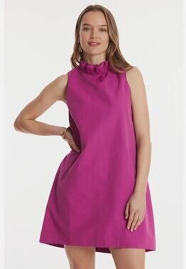 Tyler Boe Womens M Purple Stella Bow Back Mini Linen Dress NWT Lightweight